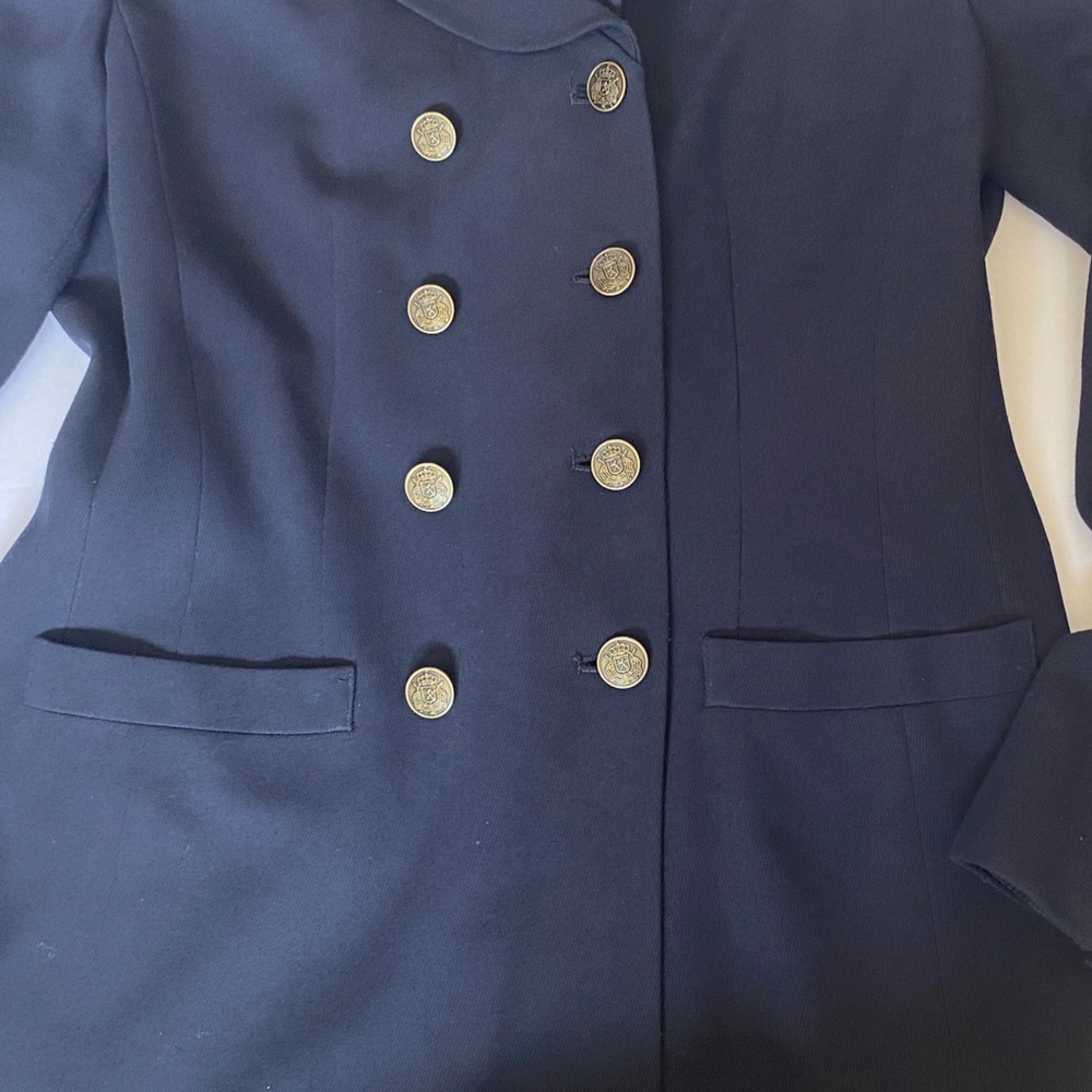 Kasper Double-Breasted Dark Navy Blue Blazer with Gold Tone Buttons - Picture 5 of 8